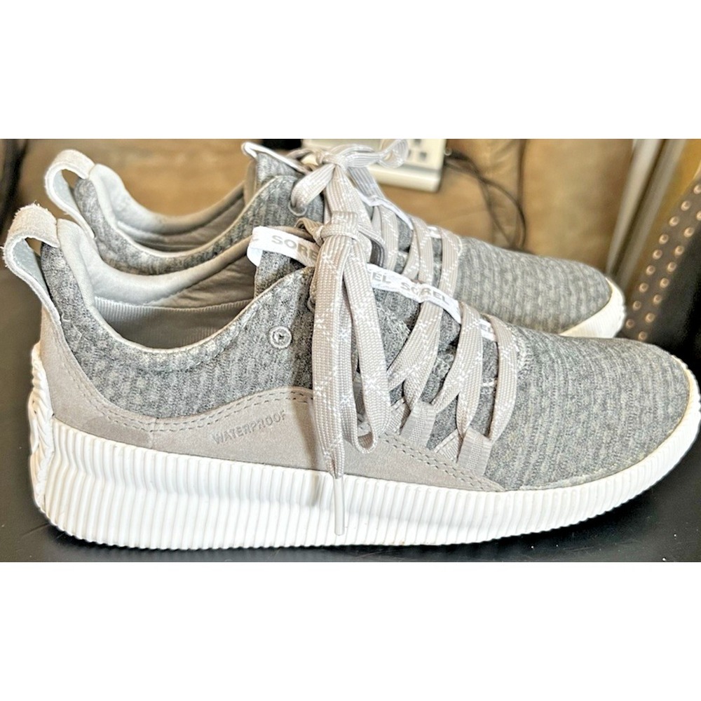 Sorel Out N About Plus Shoes Women's 5.5 Grey Mesh Lace Up Waterproof Sneakers